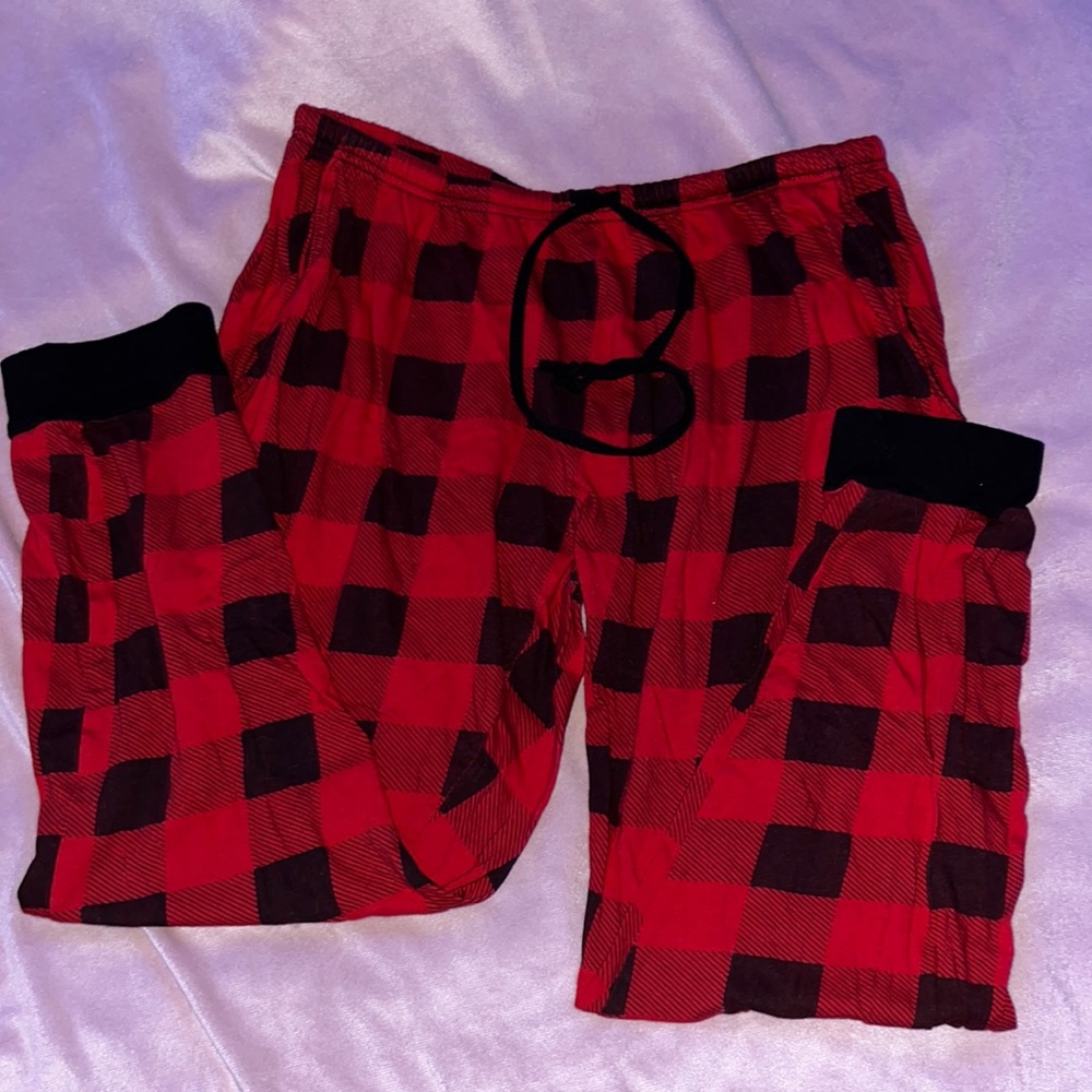 Red and black plaid pajama pants